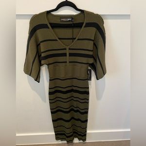 Gabrielle union v neck midi sweater dress